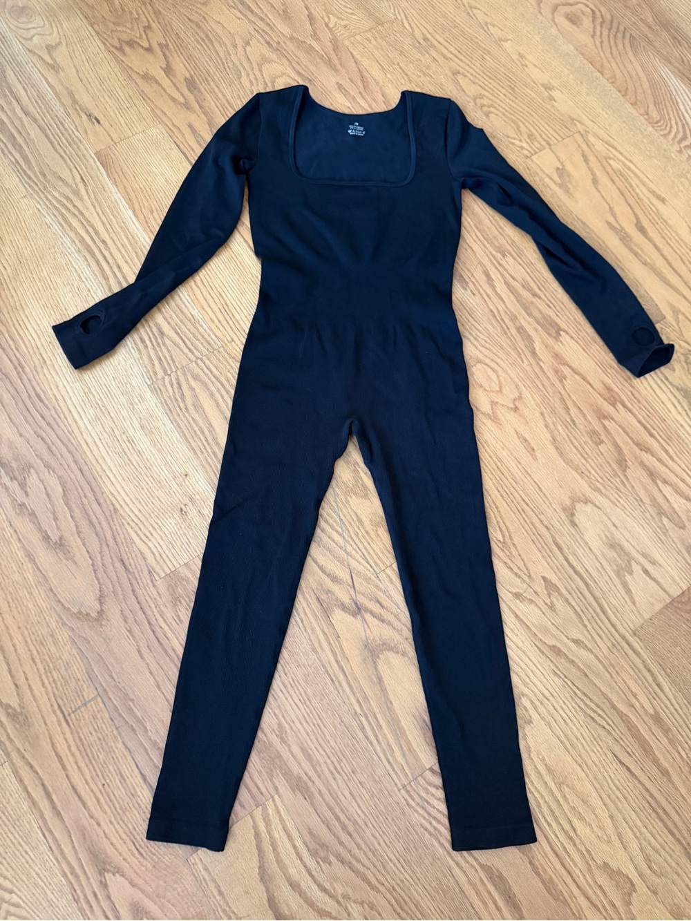 Black Long-Sleeve Scoop Neck Jumpsuit